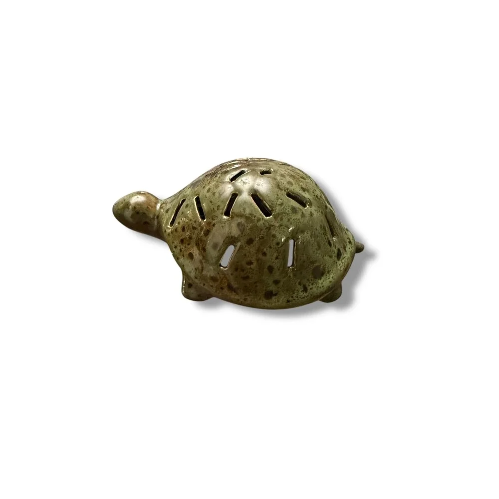 Ceramic Turtle Incense Holder Green Glazed Pottery Home‎ Decor Gift